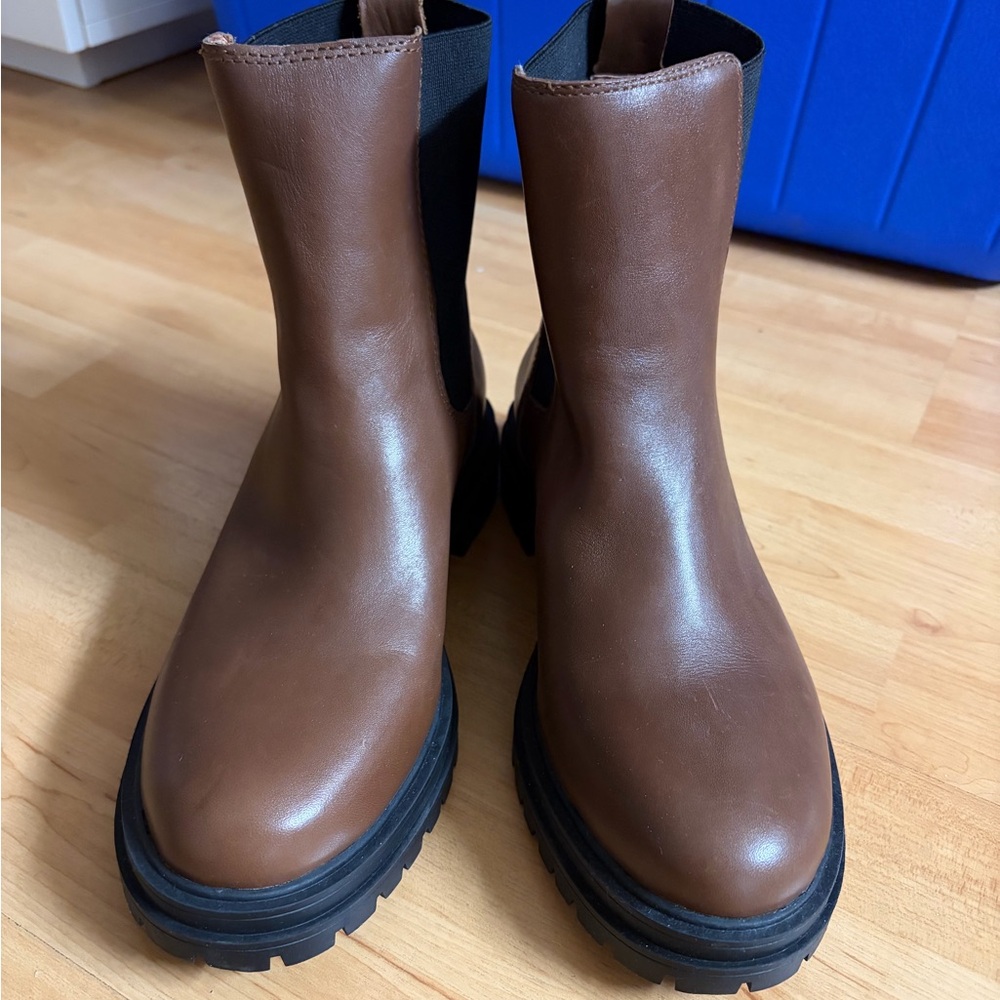 Madewell Brown Leather Chelsea Ankle Boots